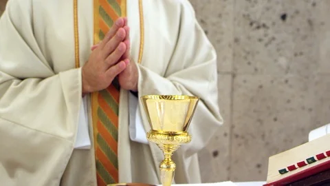 Father Praying Hands In the Altar Stock Footage 98955901