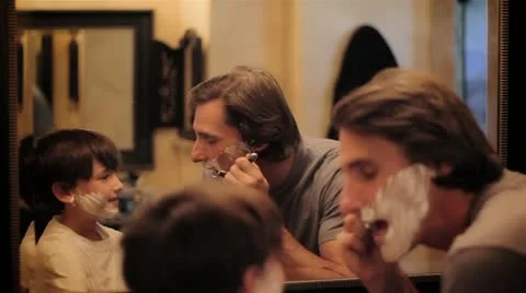 Father Shaving with Son Video stock 19039136