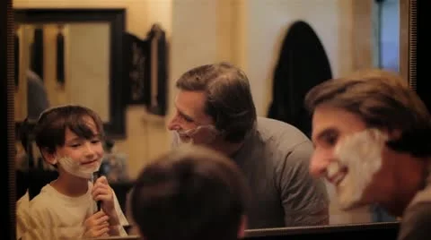 Father Shaving with Son Video stock 19052521