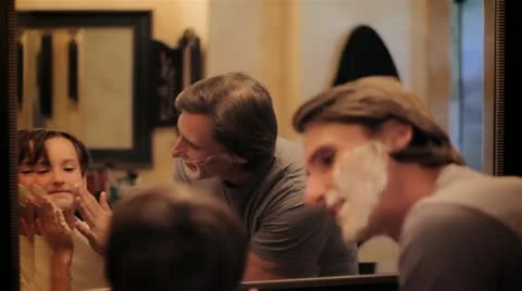 Father Shaving with Son Video stock 19054843