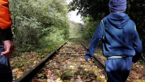 Father with son in autumn Stock Footage 82420022