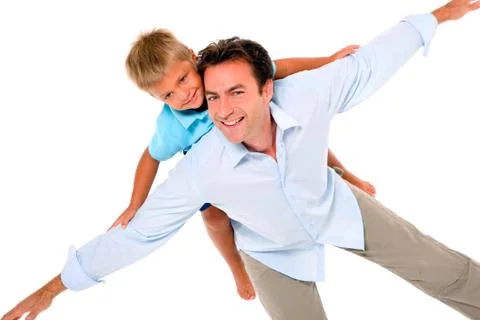 Father with son on back Stock Photos