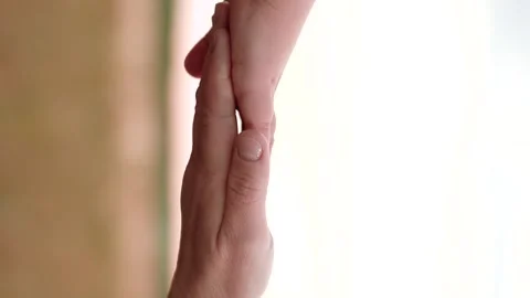 Father son child kid small play clapping, happy family, hand touch game dad boy Stock Footage 303074972