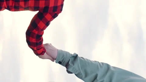 Father son child kid small play hand sunset, happy family, hand touch game dad Stock Footage 304625599