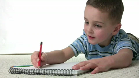 Father Son Coloring CloseUp Stock Footage 594831