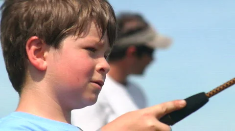 Father Son Fish Cast RACK Stock Footage 583601