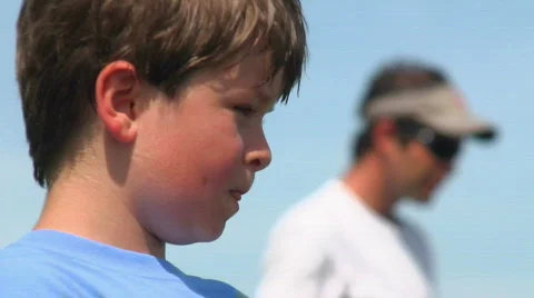 Father Son Fish RACK Stock Footage