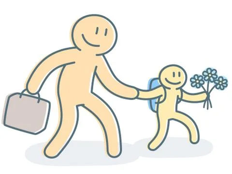 Father with son going to school (vector illustration) Stock Illustration