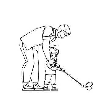 Father son golf vector Stock Illustration