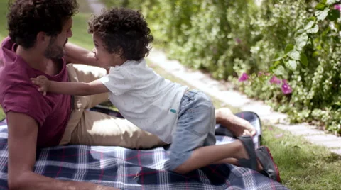 Father with son having fun at park. Stock Footage 63512487