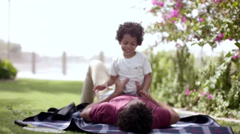 Father with son having fun at park. Stock Footage 63512858