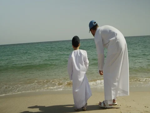 Father with son playing at beach. Stock Footage 69406606