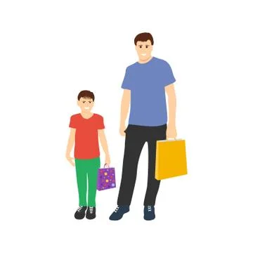Father with son shopping Illustrazione stock