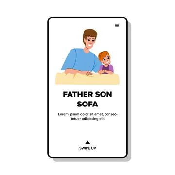 Father son sofa vector Stock Illustration