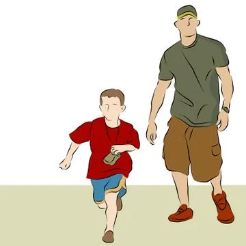 Father son walking Illustrazione stock