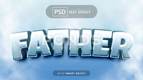 Father text - editable 3d cartoon font effect PSD Template
