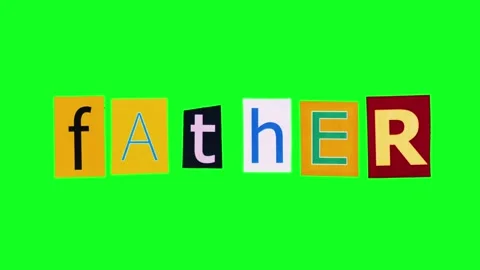 Father title made of magazine cut letters moving in funny cartoon style Stock Footage 312968938