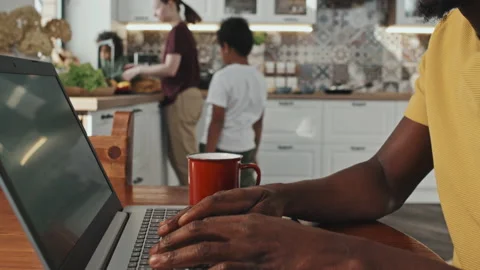 Father Using Portable Computer Video stock 202110337