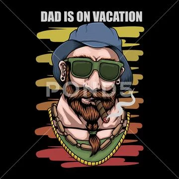 Father Vacation Retro Vector Illustration