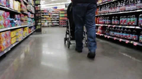 Father walking baby in stroller Video stock 59757806