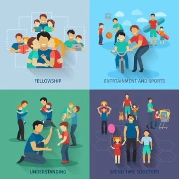 Fatherhood Flat Set Illustrazione stock