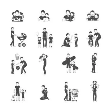 Fatherhood Icon Set 스톡 일러스트