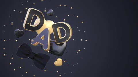 Father's Day, animation 3d with title, hearts and bow tie on a seamless loop Stock Footage 196285305