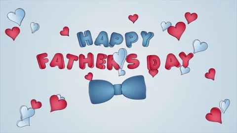 Father's Day, animation 3d with title, hearts and bow tie Stock Footage 241008585