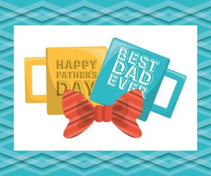 Fathers day card with cups decoration 스톡 일러스트