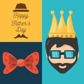 Fathers day card with decoration elements Stock Illustration