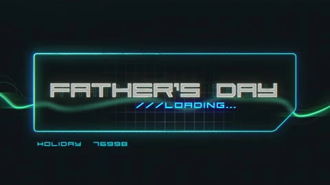 Fathers Day on computer screen with HUD elements in galaxy Video stock 240090979