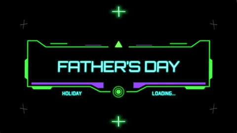 Fathers Day on computer screen with HUD elements in galaxy Video stock 241327852
