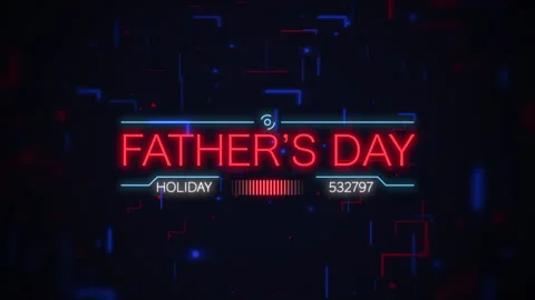 Fathers Day on computer screen with HUD elements in galaxy Video stock 242398390