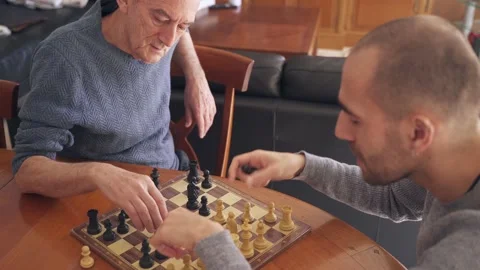 Father's day concept. Picking up chess game Stock Footage 170695059
