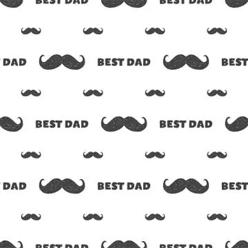Fathers day eamless retro pattern, with mustache and typography elements - Best Stock Illustration