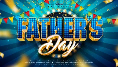 Father's Day Editable Text Effect Design Vector Graphic Style with Gold Fra.. Illustrazione stock