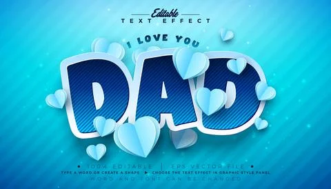 Father's Day Editable Text Effect Design Vector Graphic Style with Dad Typogr Illustration