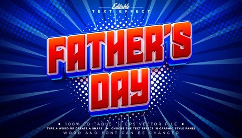 Father's Day Editable Text Effect Design Vector Graphic Style with Cartoon .. Illustrazione stock