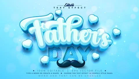Father's Day Editable Text Effect Design Vector Graphic Style with Hearth, .. 스톡 일러스트