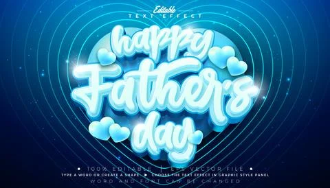 Father's Day Editable Text Effect Design Vector Graphic Style with Hearth a.. Иллюстрация