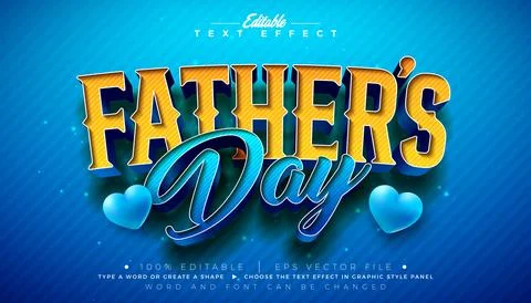 Father's Day Editable Text Effect Design Vector Graphic Style with Hearth a.. Illustrazione stock
