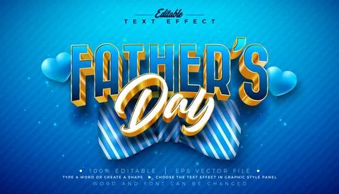 Father's Day Editable Text Effect Design Vector Graphic Style with Hearth, Bo Illustrazione stock
