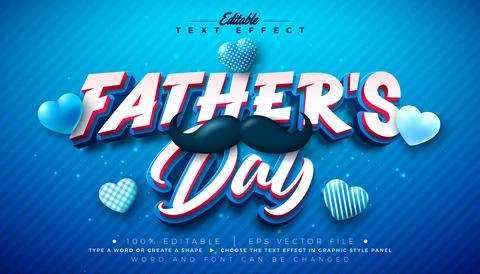 Father's Day Editable Text Effect Design Vector Graphic Style with Hearth, .. 库存插图