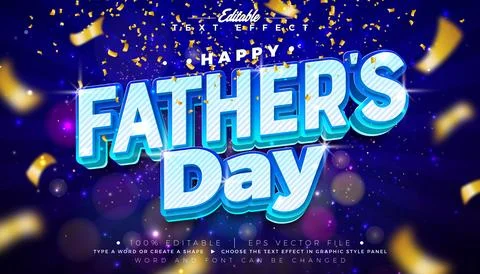 Father's Day Editable Text Effect Design Vector Graphic Style with Falling .. Illustrazione stock