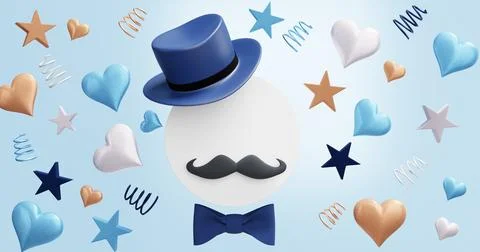 Father's Day. Empty circle with a hat and mustache. Illustrazione stock