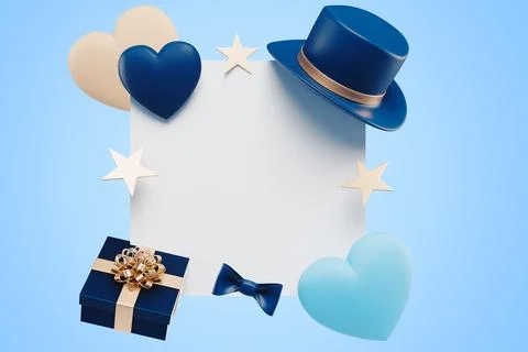 Father's Day. An empty circle surrounded by holiday symbols Illustrazione stock