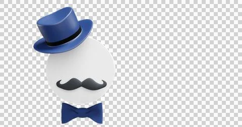 Father's Day. Empty white circle in a hat bow tie mustache. Illustrazione stock