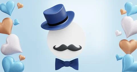 Father's Day. Empty white circle with a hat and mustache Illustrazione stock