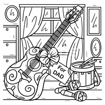 Acoustic Guitar Coloring Page | Easy Drawing Guides