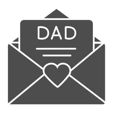 Fathers Day greeting solid icon. Letter to dad vector illustration isolated on Illustrazione stock